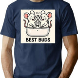 Best Buds 1 T-Shirt - Retro Graphic Tee for Men & Women - Navy