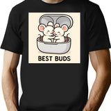 Best Buds 2 T-Shirt - Retro Graphic Tee for Men & Women - Black