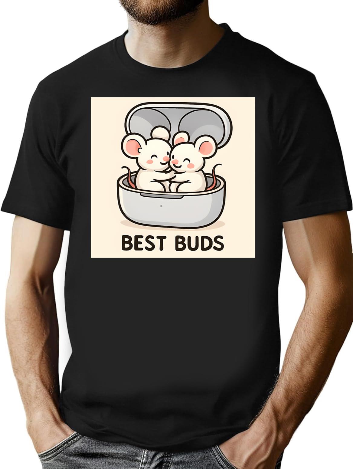 Best Buds 2 T-Shirt - Retro Graphic Tee for Men & Women - Black
