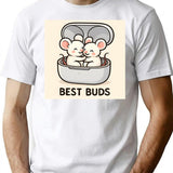 Best Buds 2 T-Shirt - Retro Graphic Tee for Men & Women - White