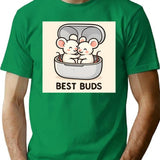 Best Buds 2 T-Shirt - Retro Graphic Tee for Men & Women - Green