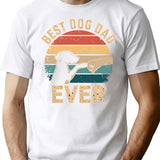 Best Dog Dad Ever T-Shirt - Retro Graphic Tee for Men & Women - White