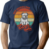 Best English Bulldog Dad Ever - Vintage Sunset - Vintage English Bulldog T-Shirt - Navy