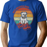 Best English Bulldog Dad Ever - Vintage Sunset - Vintage English Bulldog T-Shirt - Blue