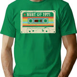 Best Of 1971 Funny Vintage Cassette T-shirt 54th Birthday Gift For Men Women (1) - Green