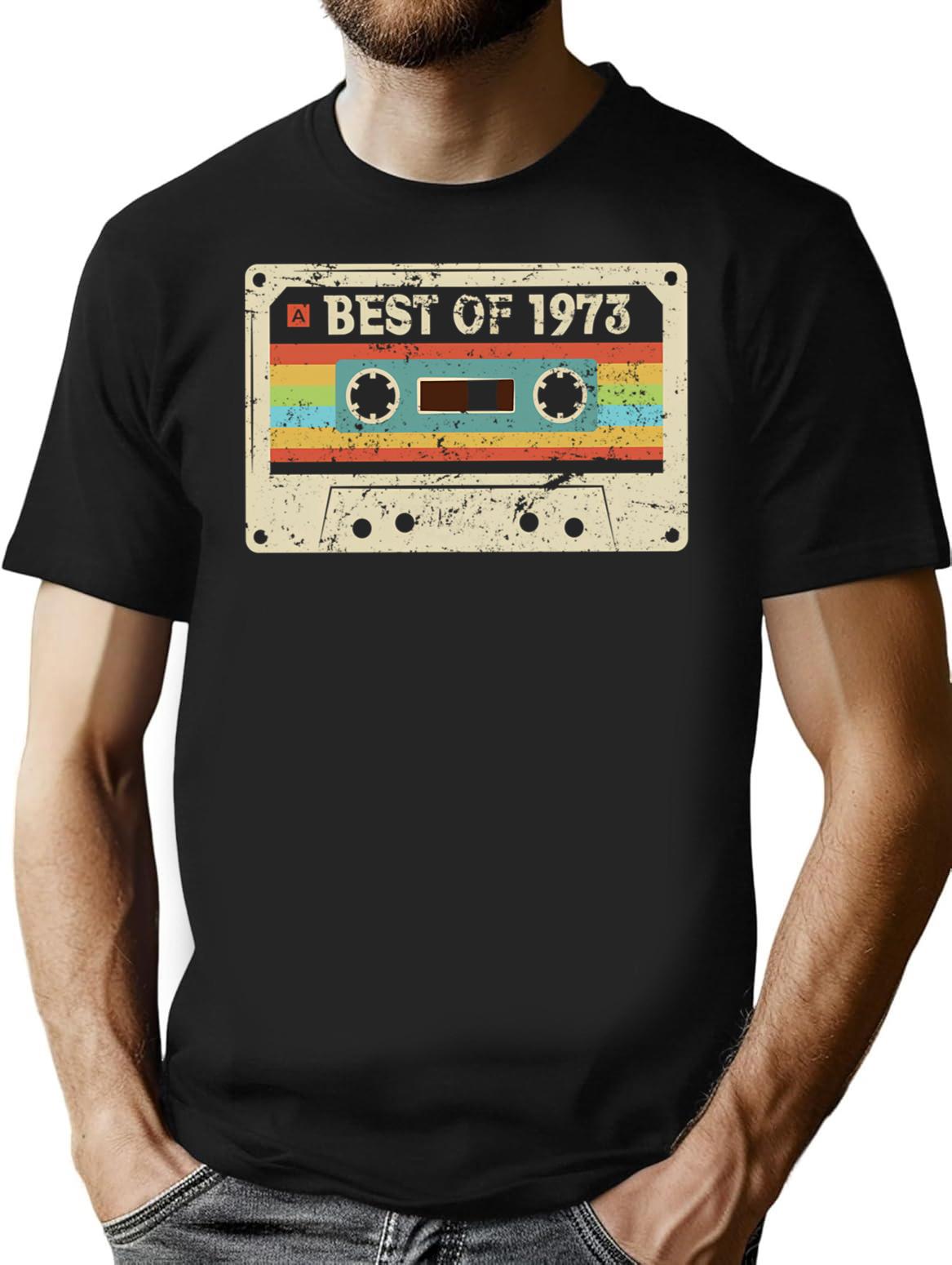 Best Of 1973 Funny Vintage Cassette T-shirt 52nd Birthday Gift For Men Women (1) - Black