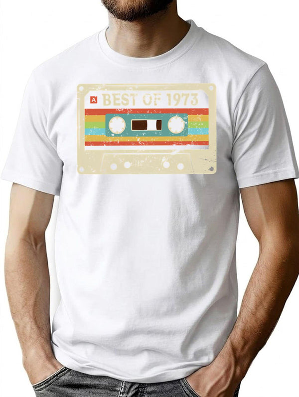 Best Of 1973 Funny Vintage Cassette T-shirt 52nd Birthday Gift For Men Women (1) - White