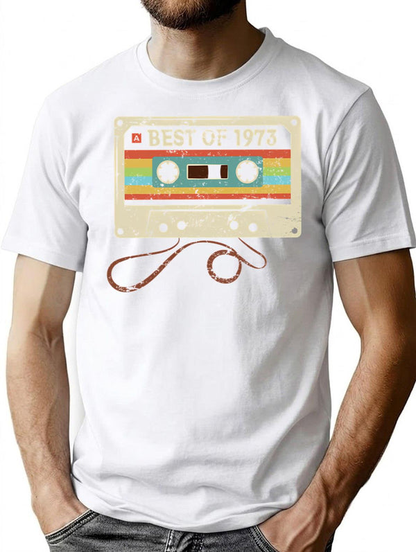 Best Of 1973 Funny Vintage Cassette T-shirt 52nd Birthday Gift For Men Women - White