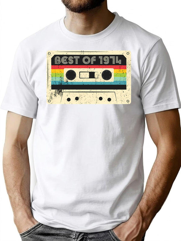 Best Of 1974 T-Shirt - Retro Graphic Tee for Men & Women - White