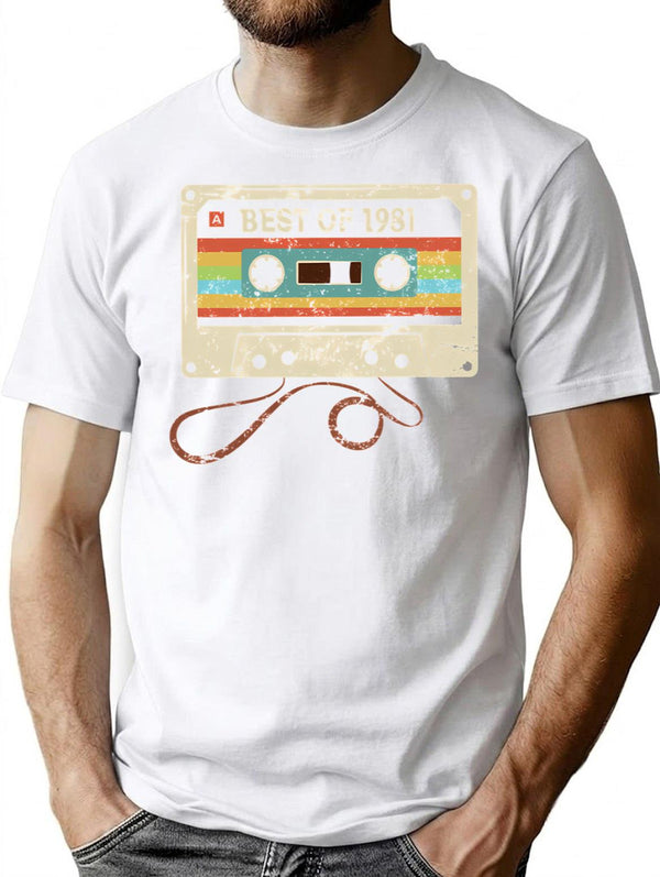 Best Of 1981 Cool Cassette Tape 44th Birthday Gift T-shirt Funny Retro Vintage 44 Years Old Bday Gifts For Women Men - White