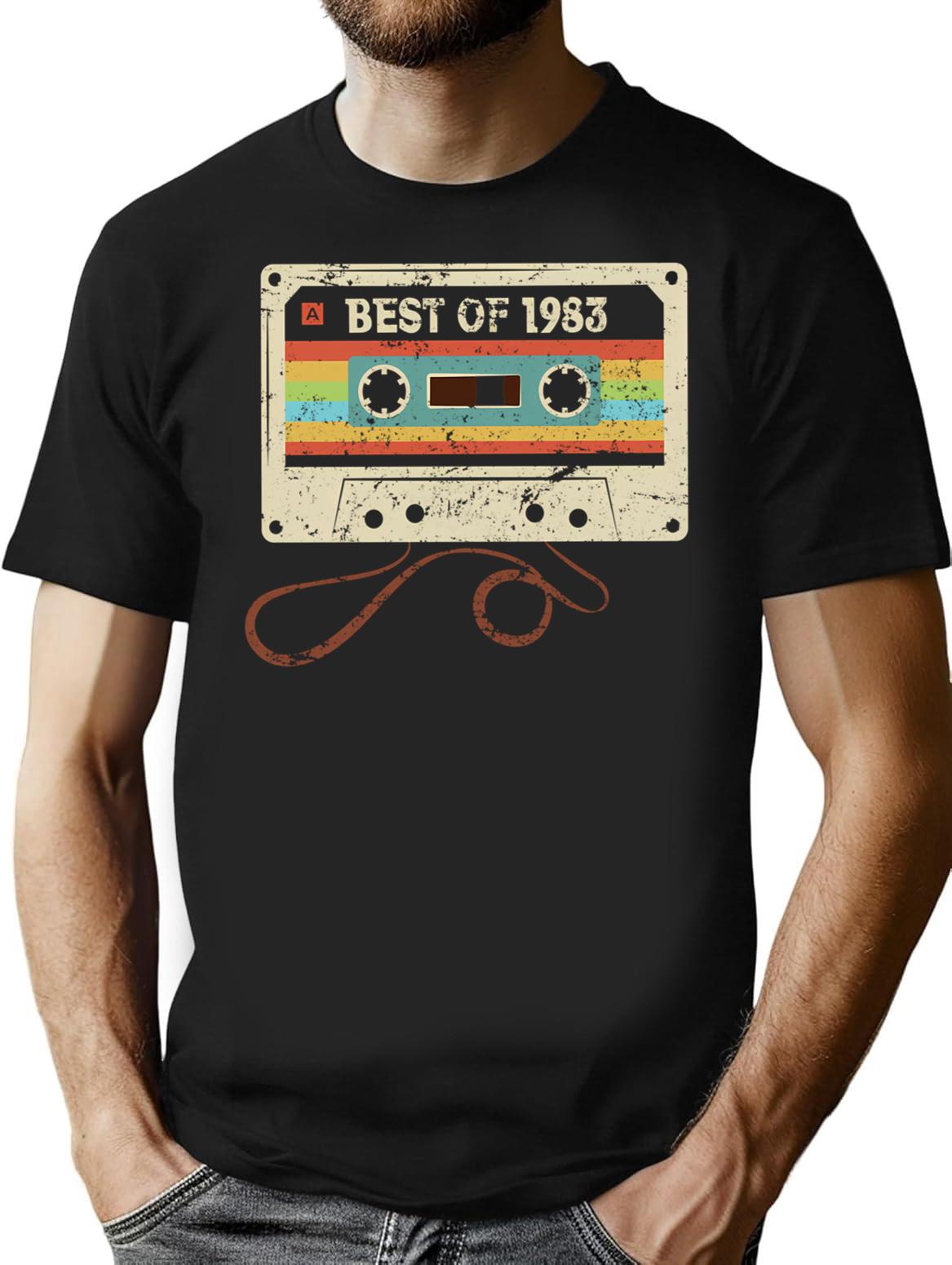 Best Of 1983 42 Year Old Funny Vintage Cassette T-shirt 42nd Birthday Gift For Men Women (1) - Black