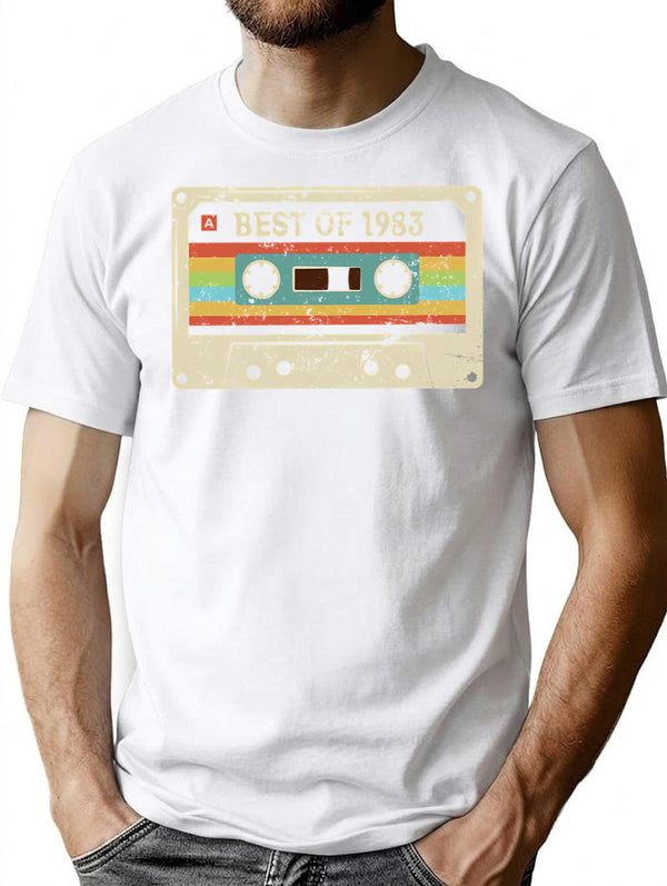 Best Of 1983 42 Year Old Funny Vintage Cassette T-shirt 42nd Birthday Gift For Men Women - White