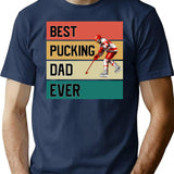 Best Pucking Dad Ever T-Shirt - Retro Graphic Tee for Men & Women - Navy