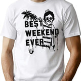 Best Weekend Ever Cool Movie Quote Vintage Retro Funny 80s Graphic Hilarious Beer Drinking Witty Alcohol Party At Bernies T-Shirt - White