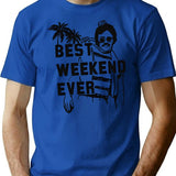 Best Weekend Ever Cool Movie Quote Vintage Retro Funny 80s Graphic Hilarious Beer Drinking Witty Alcohol Party At Bernies T-Shirt - Blue