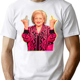 Betty White Middle Finger Funny Two Middle Fingers T-Shirt - White