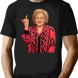 Betty White Middle Finger (1) T-Shirt - Retro Graphic Tee for Men & Women - Black
