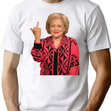 Betty White Middle Finger (1) T-Shirt - Retro Graphic Tee for Men & Women - White