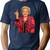 Betty White Middle Finger (1) T-Shirt - Retro Graphic Tee for Men & Women - Navy