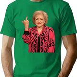 Betty White Middle Finger (1) T-Shirt - Retro Graphic Tee for Men & Women - Green