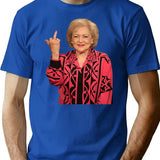 Betty White Middle Finger (1) T-Shirt - Retro Graphic Tee for Men & Women - Blue