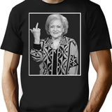 Betty White Middle Finger T-Shirt - Retro Graphic Tee for Men & Women - Black