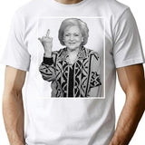 Betty White Middle Finger T-Shirt - Retro Graphic Tee for Men & Women - White