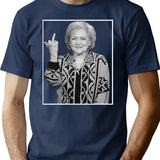 Betty White Middle Finger T-Shirt - Retro Graphic Tee for Men & Women - Navy