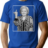 Betty White Middle Finger T-Shirt - Retro Graphic Tee for Men & Women - Blue