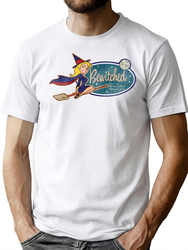 Bewitched Oval Vintage Worn Ii T-Shirt for Men & Women, T-Shirts Graphic Tee - White