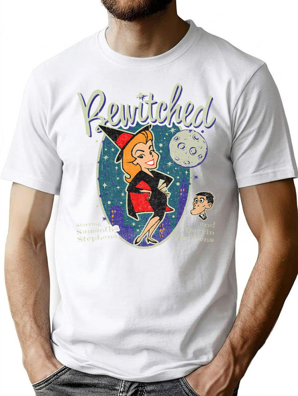 Bewitched With Darrin Vintage Worn T-Shirt - Retro Graphic Casual Tee - White