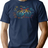 Bicycle Anatomy Vintage T-Shirt - Retro Graphic Casual Tee - Navy