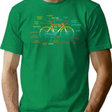 Bicycle Anatomy Vintage T-Shirt - Retro Graphic Casual Tee - Green