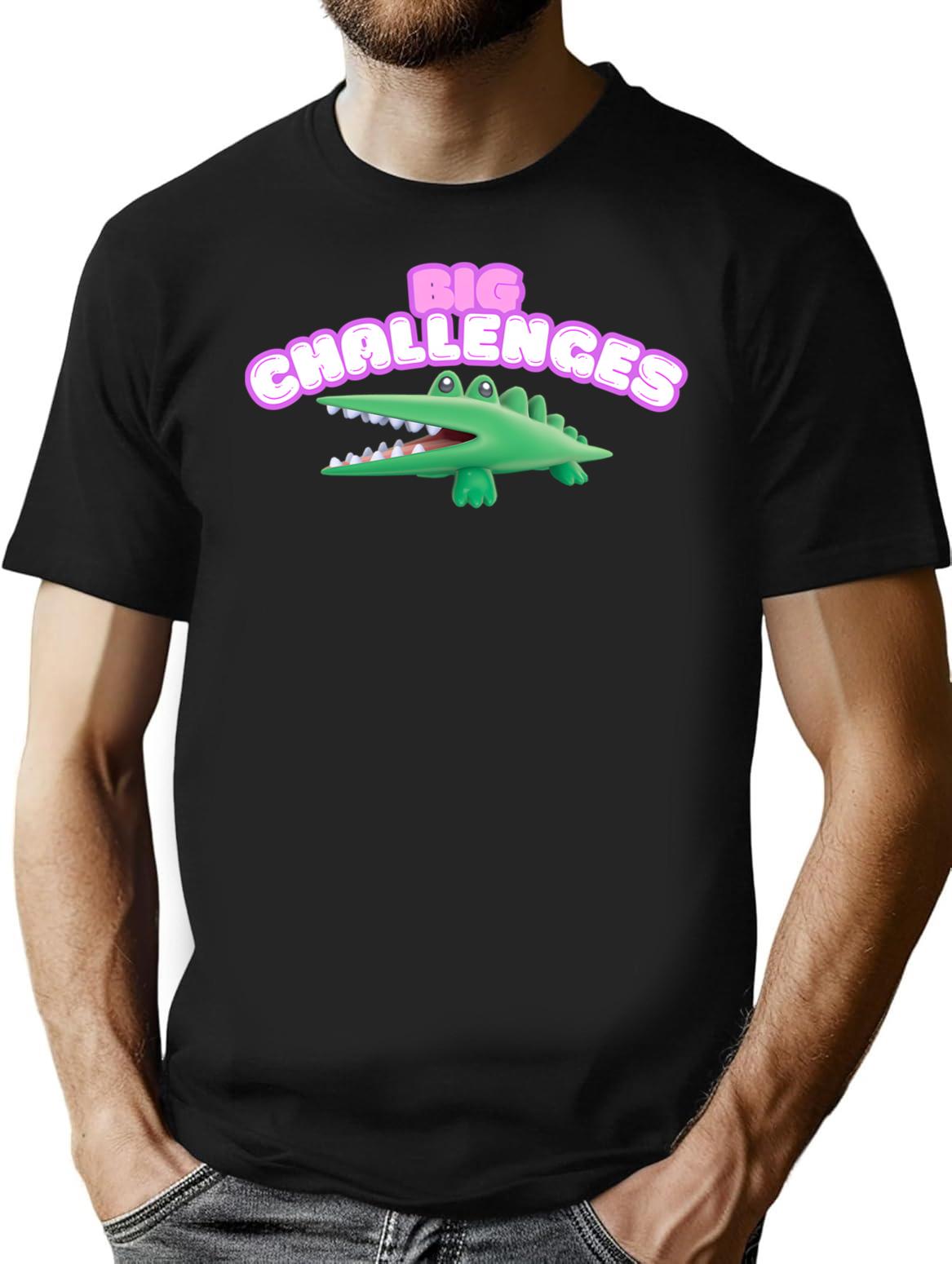 Big Challenges Alligator (1) T-Shirt - Retro Graphic Tee for Men & Women - Black
