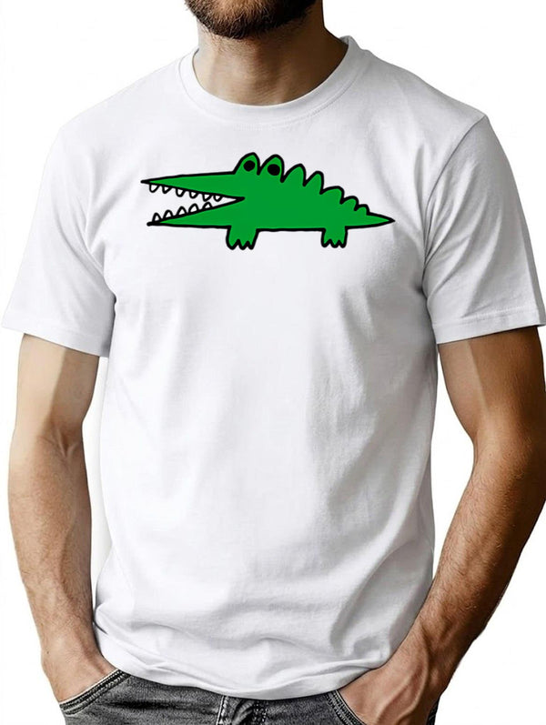 Big Challenges Alligator T-Shirt - Retro Graphic Tee for Men & Women - White
