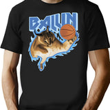 Big Floppa Balling Meme T-Shirt - Retro Graphic Tee for Men & Women - Black