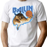 Big Floppa Balling Meme T-Shirt - Retro Graphic Tee for Men & Women - White