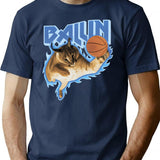 Big Floppa Balling Meme T-Shirt - Retro Graphic Tee for Men & Women - Navy