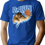 Big Floppa Balling Meme T-Shirt - Retro Graphic Tee for Men & Women - Blue