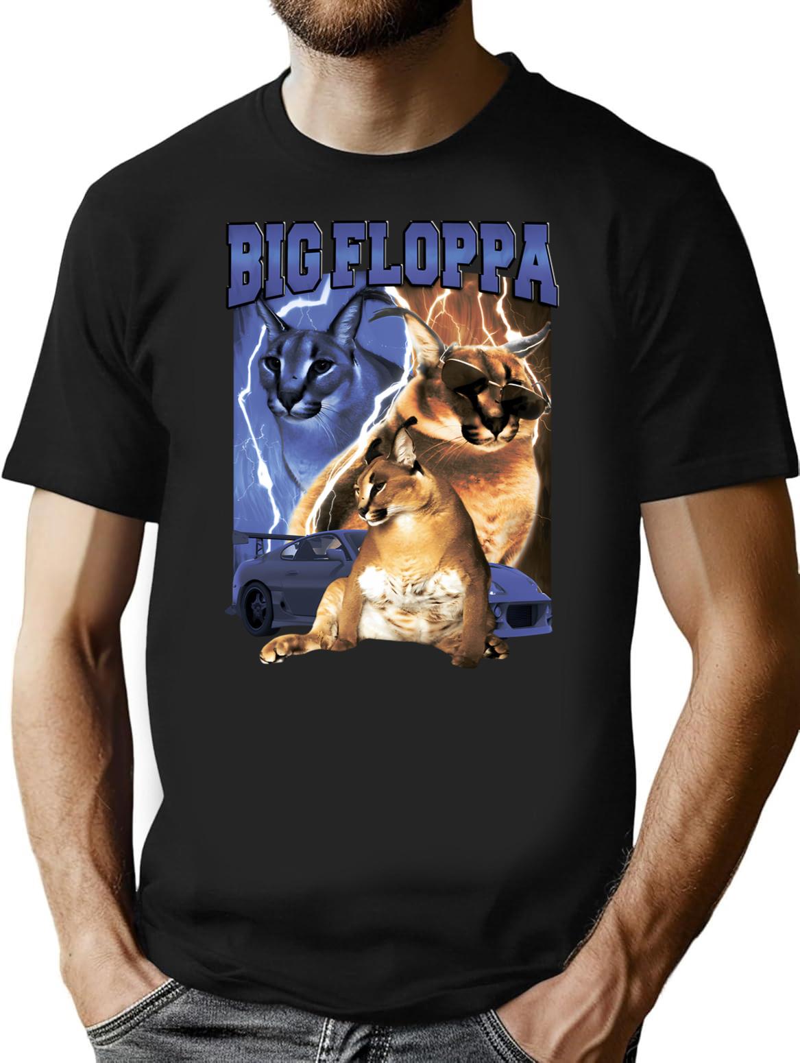 Big Floppa Vintage Rap T-Shirt - Retro Graphic Casual Tee - Black