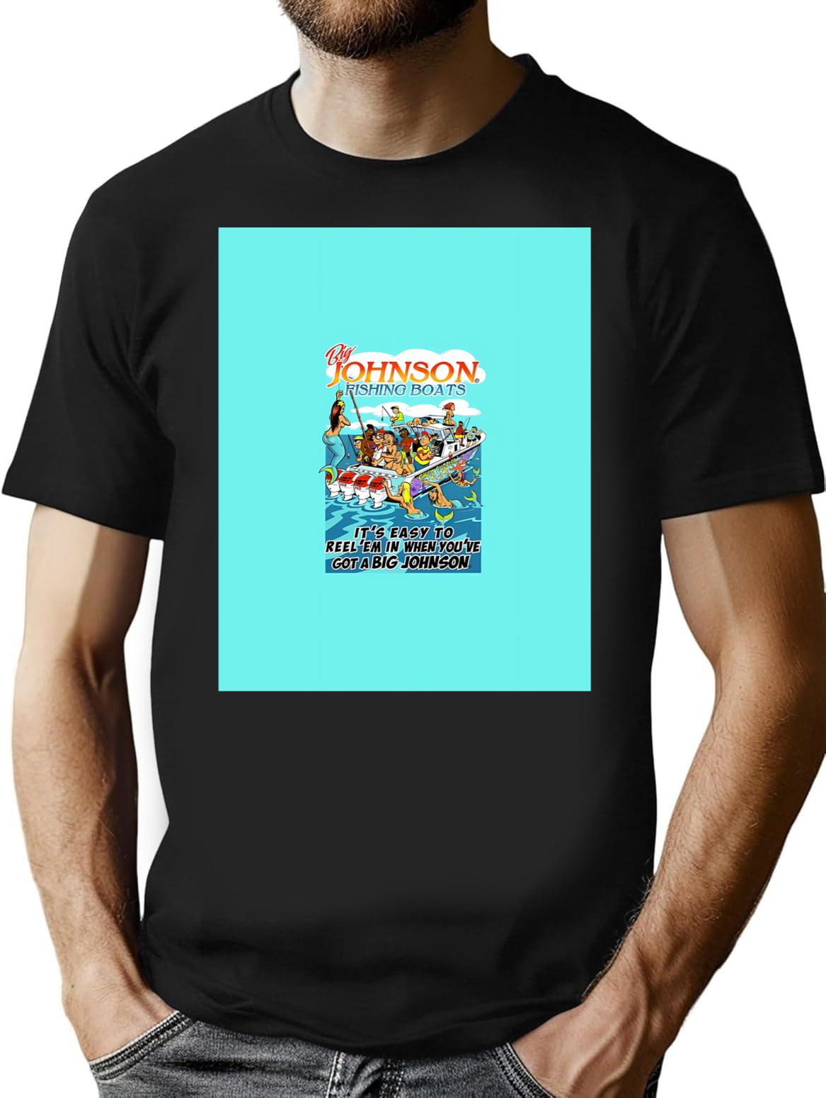 Big Johnson Fishing Boats T-Shirt - Retro Graphic Tee for Men & Women - Black