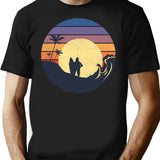 Big Lez Show Retro Vintage Beach Druggo Funny Cute Big Lez Show Surfing Funny Bigfoot T-Shirt - Black