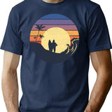 Big Lez Show Retro Vintage Beach Druggo Funny Cute Big Lez Show Surfing Funny Bigfoot T-Shirt - Navy