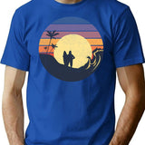 Big Lez Show Retro Vintage Beach Druggo Funny Cute Big Lez Show Surfing Funny Bigfoot T-Shirt - Blue