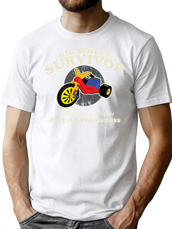 Big Wheel Survivor T-Shirt for Men & Women, T-Shirts Graphic Tee - White