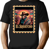 Bigfoot As El Squatcho T-Shirt - Retro Graphic Tee for Men & Women - Black