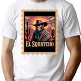 Bigfoot As El Squatcho T-Shirt - Retro Graphic Tee for Men & Women - White
