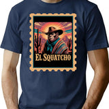 Bigfoot As El Squatcho T-Shirt - Retro Graphic Tee for Men & Women - Navy