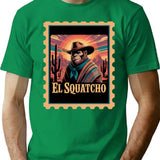 Bigfoot As El Squatcho T-Shirt - Retro Graphic Tee for Men & Women - Green