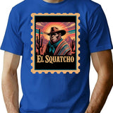 Bigfoot As El Squatcho T-Shirt - Retro Graphic Tee for Men & Women - Blue